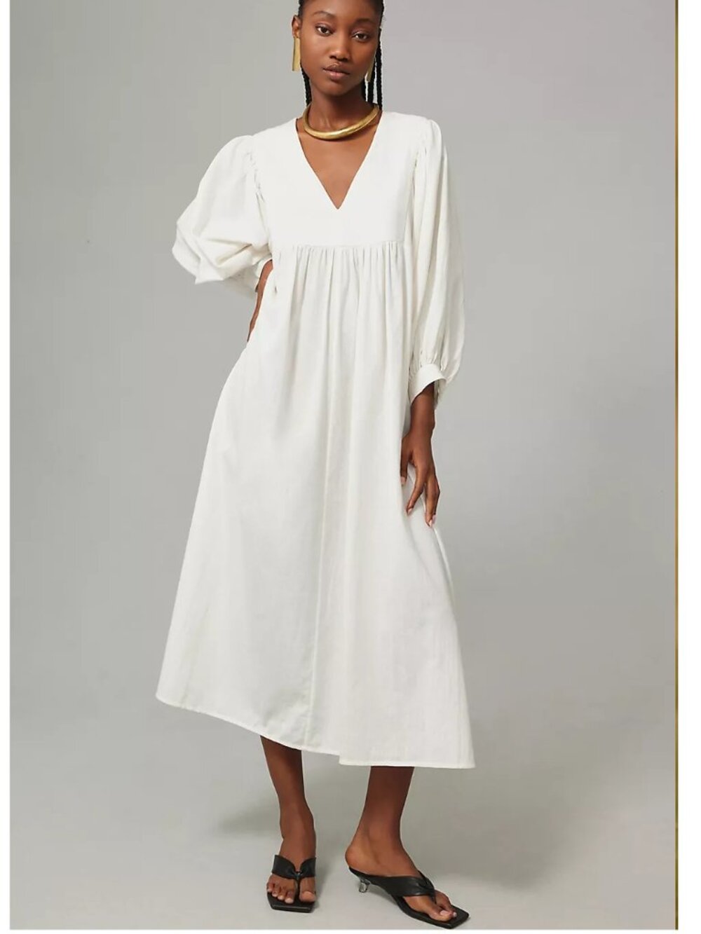 RARE NEW $495 RHODE BOBBY TUNIC MIDI DRESS IN MACADAMIA SIZE M/L